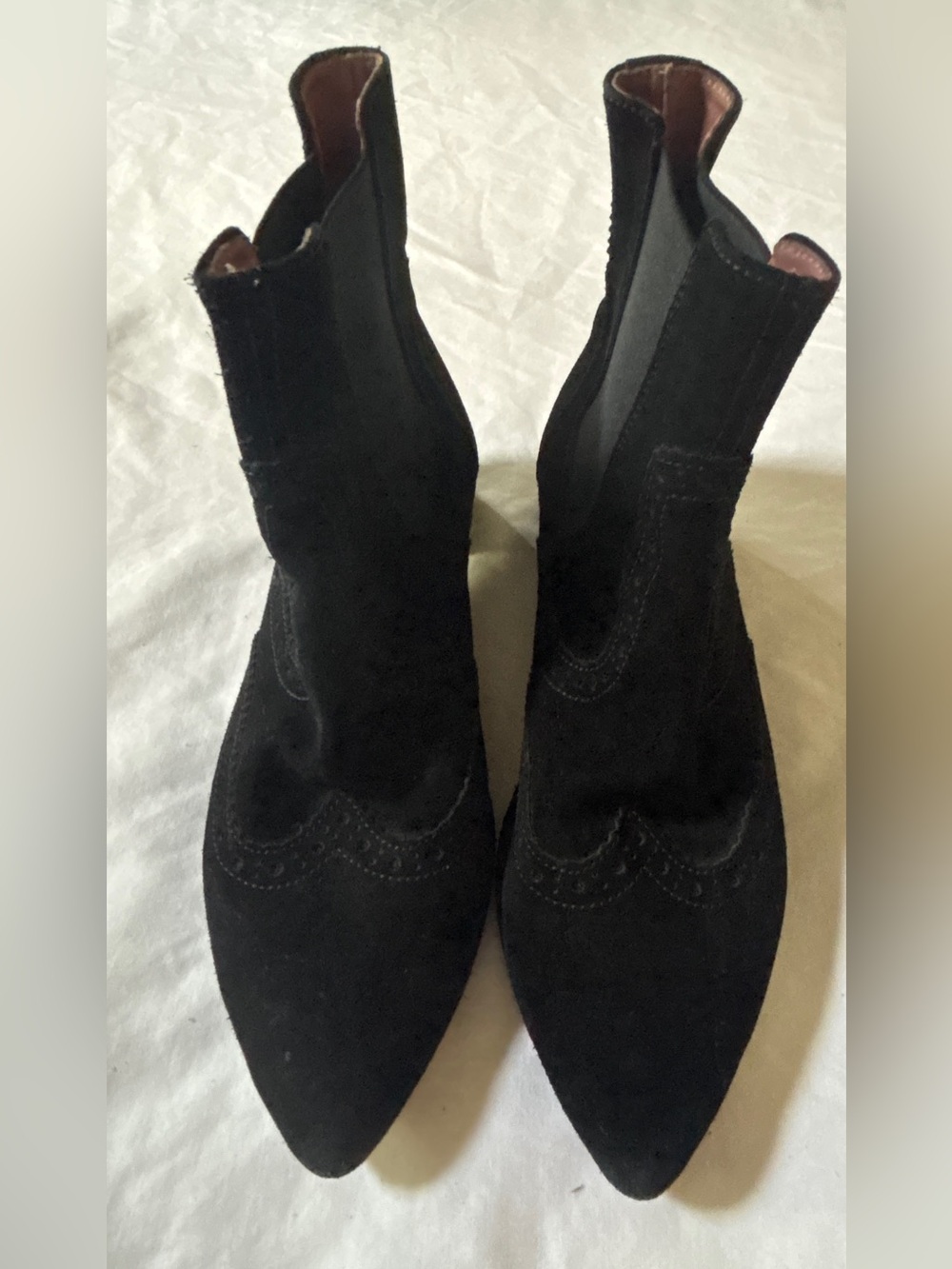 Summit Made in Italy Black Suede Brogue Chelsea Ankle Boots EU 38
